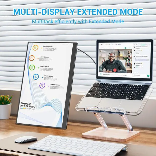 Alt view image 6 of 7 - 14 Inch Ultra-Slim IPS Portable Monitor | FHD 1920×1080P, Built-in Kickstand & Speakers | USB-C/HDMI Travel Monitor for Laptop, PC, Phone & Mac