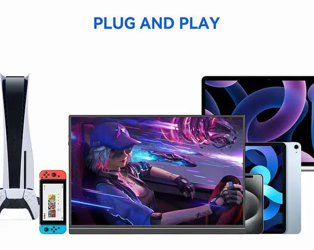 Alt view image 7 of 7 - 16 Inch Portable Monitor for Laptop, 1920x1200P Ultra-Slim FHD IPS 16:10 External Display, 100% sRGB Aluminum Stand, USB-C/Mini HDMI, Use for PC, Phone, Office (Black)