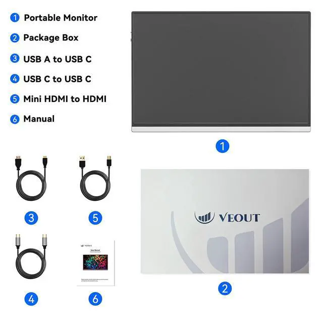 Alt view image 3 of 7 - 16 Inch Portable Monitor for Laptop, 1920x1200P Ultra-Slim FHD IPS 16:10 External Display, 100% sRGB Aluminum Stand, USB-C/Mini HDMI, Use for PC, Phone, Office (Silver)