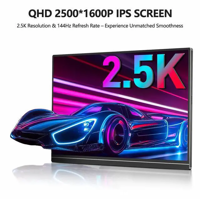 Alt view image 2 of 7 - V1Pro 16 Inch 2.5K Portable Gaming Monitor 144Hz IPS Display with FreeSync, USB-C & Mini HDMI for Laptop, Mac, PS5, Xbox, Switch (Black)