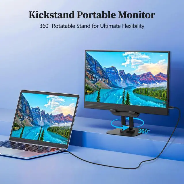 Alt view image 6 of 7 - 13.3 inch Portable Monitor with Kickstand, 16:9 1920*1080P IPS, USB-C/HDMI, FreeSync 0.3" Ultra-Slim