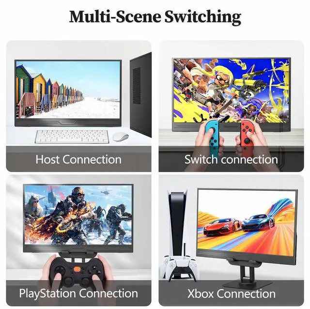 Alt view image 3 of 7 - 13.3 inch Portable Monitor with Kickstand, 16:9 1920*1080P IPS, USB-C/HDMI, FreeSync 0.3" Ultra-Slim