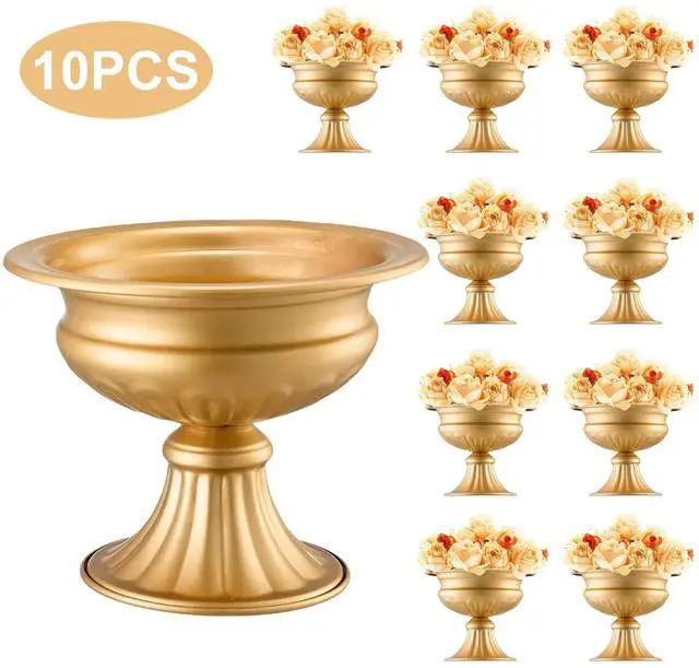 Main image of SIHAO 10PCS 16cm/6.3 Tall Wedding Flower Vase, Metal Wedding Tables Centerpiece, Gold Floral Stand Display Rack for Wedding Dinner Party, Anniversary Ceremony Birthday Event Decor