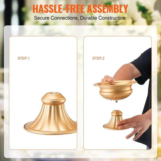 Alt view image 4 of 7 - SIHAO 10PCS 16cm/6.3 Tall Wedding Flower Vase, Metal Wedding Tables Centerpiece, Gold Floral Stand Display Rack for Wedding Dinner Party, Anniversary Ceremony Birthday Event Decor