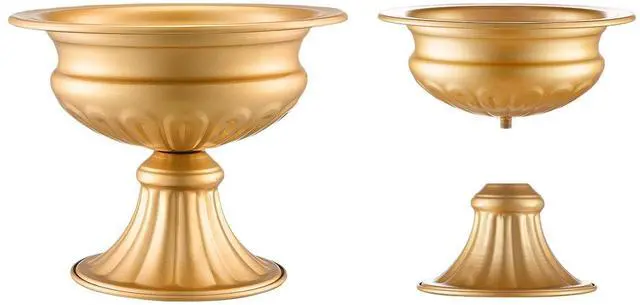 Alt view image 7 of 7 - SIHAO 10PCS 16cm/6.3 Tall Wedding Flower Vase, Metal Wedding Tables Centerpiece, Gold Floral Stand Display Rack for Wedding Dinner Party, Anniversary Ceremony Birthday Event Decor