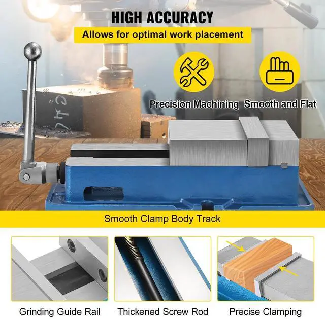 Alt view image 4 of 7 - SIHAO 6 Inch ACCU Lock Down Vise Precision Milling Vice 6'' Jaw Width Drill Press Vise Milling Drilling Machine Bench Clamp Clamping Vice