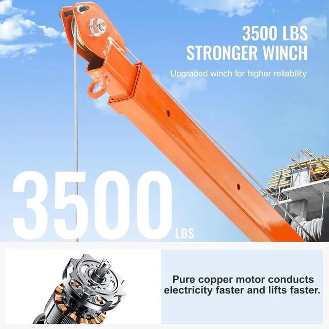 Alt view image 2 of 7 - SIHAO 1100lb Truck-Mounted Folding Crane with 3500lb 12V Electric Winch, Steel Pickup Truck Jib, 360° Swivel Base, Adjustable Boom for Pickup Trucks, Heavy-Duty Industrial Lifting
