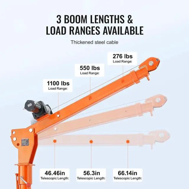 Alt view image 5 of 7 - SIHAO 1100lb Truck-Mounted Folding Crane with 3500lb 12V Electric Winch, Steel Pickup Truck Jib, 360° Swivel Base, Adjustable Boom for Pickup Trucks, Heavy-Duty Industrial Lifting