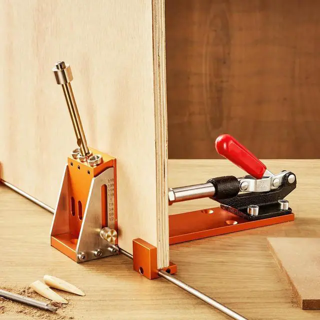 Alt view image 6 of 7 - 34Pcs Update Pocket Hole Jig Kit, Adjustable Pocket Hole Jig System with 11" C-clamp, Fixture, Step Drills, Wrenches, Drill Stop Rings, Square Drive Bits, Toolbox, for DIY Carpentry Projects