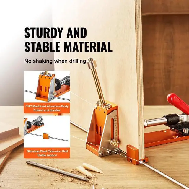 Alt view image 7 of 7 - 34Pcs Update Pocket Hole Jig Kit, Adjustable Pocket Hole Jig System with 11" C-clamp, Fixture, Step Drills, Wrenches, Drill Stop Rings, Square Drive Bits, Toolbox, for DIY Carpentry Projects