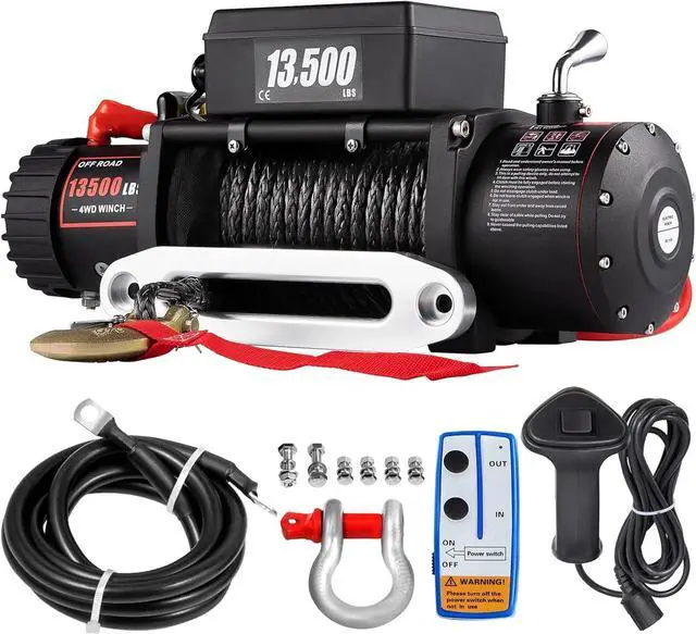 Main image of SIHAO 13500lbs Electric Winch - 12V Waterproof Synthetic Rope Wireless Remote Trailer Tow Truck Jeep Off-Road