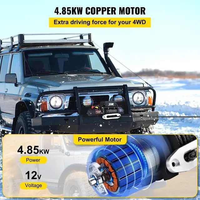 Alt view image 7 of 7 - SIHAO 13500lbs Electric Winch - 12V Waterproof Synthetic Rope Wireless Remote Trailer Tow Truck Jeep Off-Road
