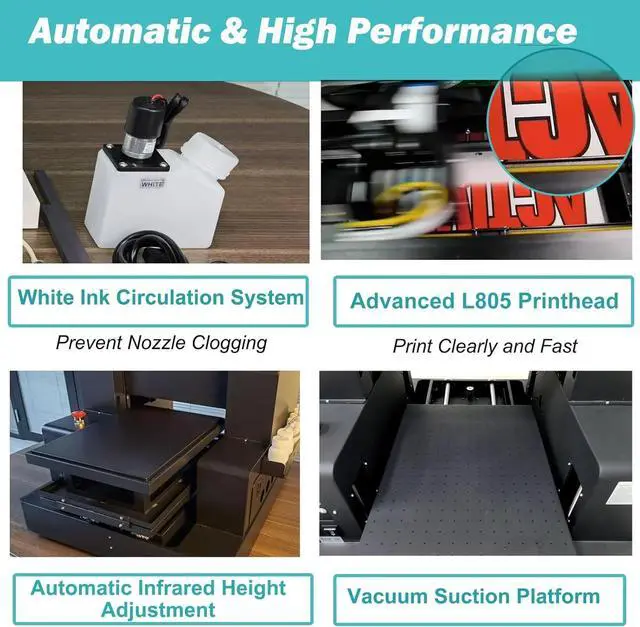 Alt view image 4 of 5 - SIHAO A3 DTG & DTF Printer, L805 Multifunction Direct to Garment Printer, Automatic DTG Printers with White Ink Circulation