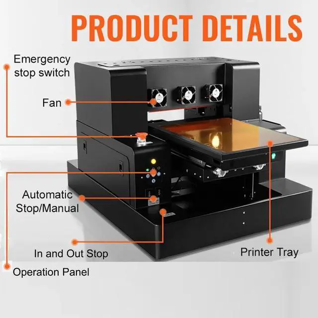 Alt view image 6 of 7 - SIHAO UV Printer, A3 XP600 UV DTF Printer, 5760 * 1440dpi Precision UV Flatbed Printers Machine with Vacuum Platform & Bottle Holder for Bottles Stickers Acrylic Phone Cases Leather Metal Glass