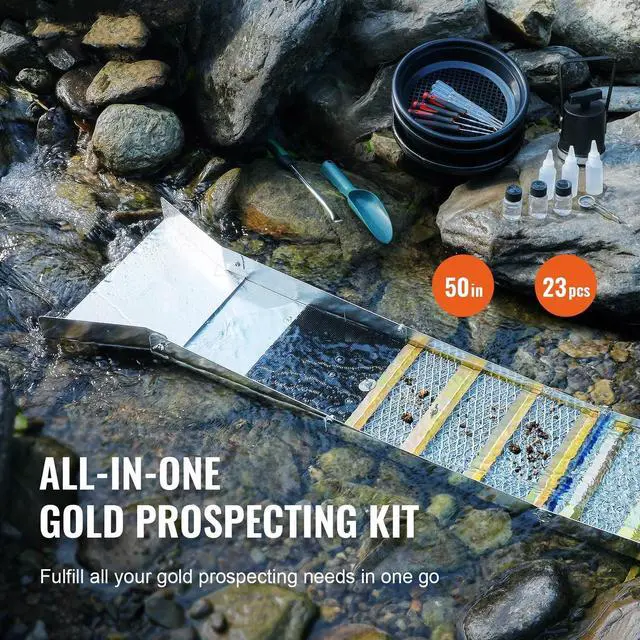 Alt view image 2 of 7 - SIHAO Complete Sluice Box Gold Panning Kit, 50" Folding Aluminum Alloy Gold Mining Equipment, 23PCS Gold Prospecting Kit with Gold Pan, Classifier Screen, Separating Magnet, Backpack and More