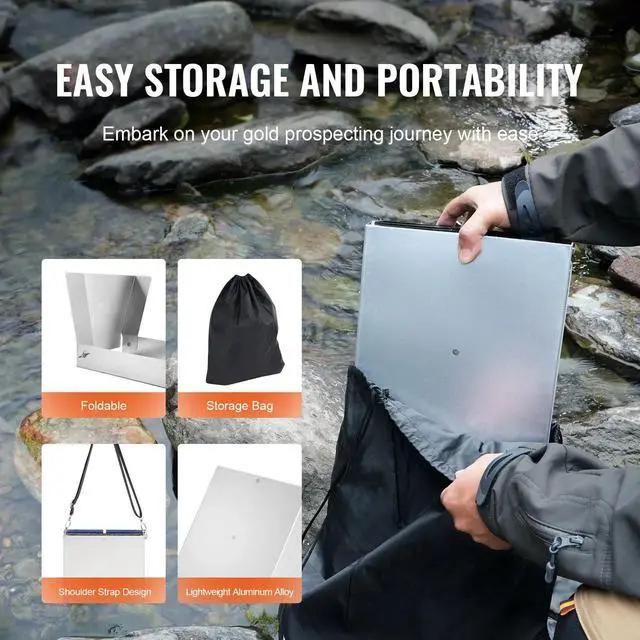 Alt view image 4 of 7 - SIHAO Complete Sluice Box Gold Panning Kit, 50" Folding Aluminum Alloy Gold Mining Equipment, 23PCS Gold Prospecting Kit with Gold Pan, Classifier Screen, Separating Magnet, Backpack and More