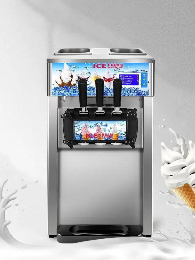 Alt view image 7 of 7 - SIHAO Commercial Ice Cream Machine 18L/H 1200W Countertop Soft Serve Ice Cream Maker with LED Display 3 Flavors