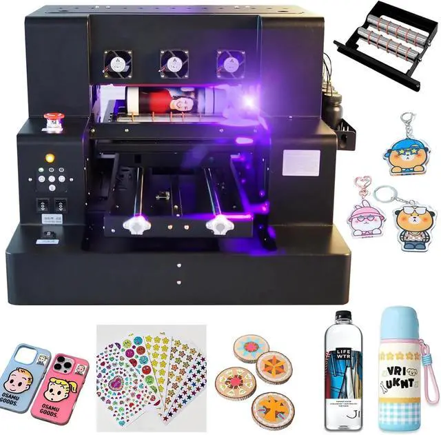 Main image of SIHAO UV Printer, A3 XP600 UV DTF Printer, 5760 * 1440dpi Precision UV Flatbed Printers Machine with Vacuum Platform & Bottle Holder for Bottles Stickers Acrylic Phone Cases Leather Metal Glass
