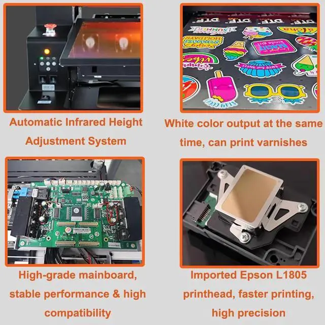 Alt view image 7 of 7 - SIHAO UV Printer, A3 XP600 UV DTF Printer, 5760 * 1440dpi Precision UV Flatbed Printers Machine with Vacuum Platform & Bottle Holder for Bottles Stickers Acrylic Phone Cases Leather Metal Glass