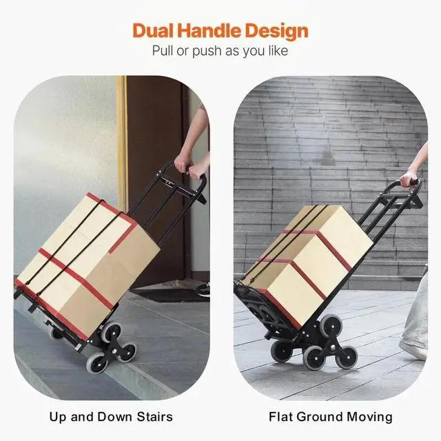 Alt view image 4 of 7 - SIHAO Stair Climbing Hand Truck 460lb, Heavy Duty Dolly Cart for Stairs, Folding Stair Climbing Trolley with 8 Wheels & 2 Elastic Ropes