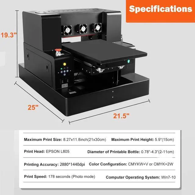 Alt view image 4 of 7 - SIHAO UV Printer, A4 L805 UV Flatbed Printer, Higher Resolution 2880 x 1440dpi, UV DTF Printers