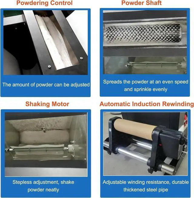 Alt view image 3 of 7 - SIHAO A3 DTF Powder Shaking Machine, Automatic DTF Powder Shaker and Dryer w/ Auto Winding Function, 13.4" All in One DTF Curing Oven Shaking Heater