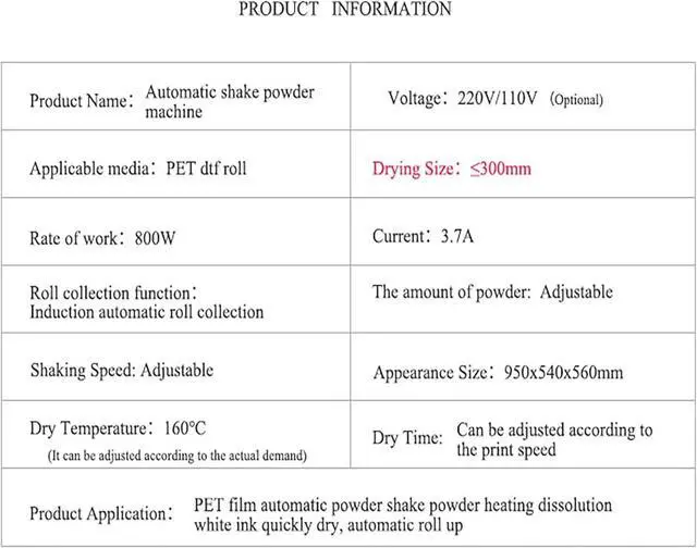 Alt view image 5 of 7 - SIHAO A3 DTF Powder Shaking Machine, Automatic DTF Powder Shaker and Dryer w/ Auto Winding Function, 13.4" All in One DTF Curing Oven Shaking Heater