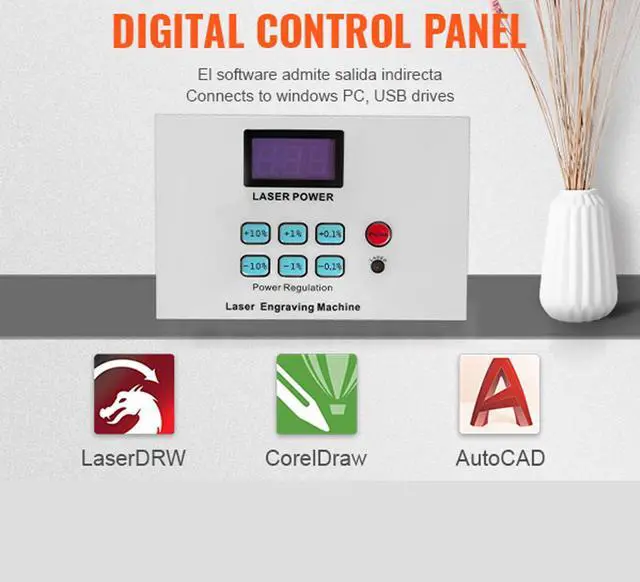 Alt view image 3 of 7 - SIHAO 40W CO2 Laser Engraver 8"x12" Laser Engraving Machine LED Monitor Display for Plywood Acrylic,DIY Tools