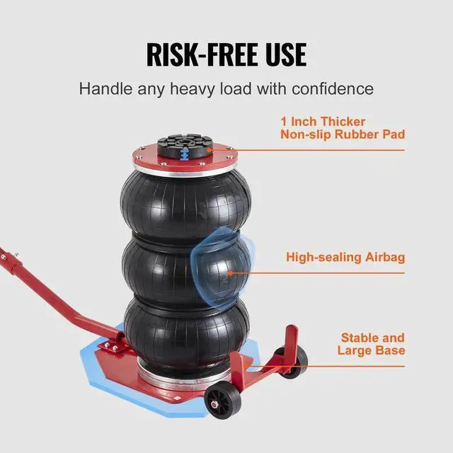 Alt view image 6 of 7 - SIHAO Triple Bag Air Jack with Six Steel Pipes, 3 Ton/6600 lbs Pneumatic Jack for Car SUV Truck Lifting