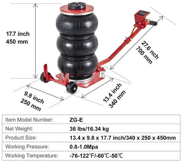 Alt view image 7 of 7 - SIHAO Triple Bag Air Jack with Six Steel Pipes, 3 Ton/6600 lbs Pneumatic Jack for Car SUV Truck Lifting
