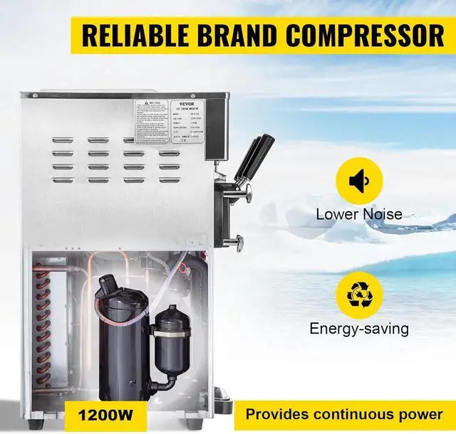 Alt view image 5 of 7 - SIHAO 1200W Commercial Ice Cream Machine Countertop 18L/H Soft Serve Ice Cream Maker with LED Display