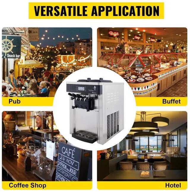 Alt view image 3 of 7 - SIHAO 2200W Commercial Ice Cream Machine Countertop 20-28L/H Soft Serve Maker with LED Display