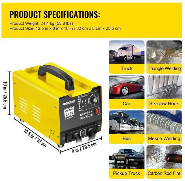 Alt view image 7 of 7 - SIHAO Stud Welder Dent Repair Kit, 2KW 110V Spot Welding Machine Dent Puller Machine, Professional Dent Removal Kit for Auto Body Dent Repair(GYS2600)