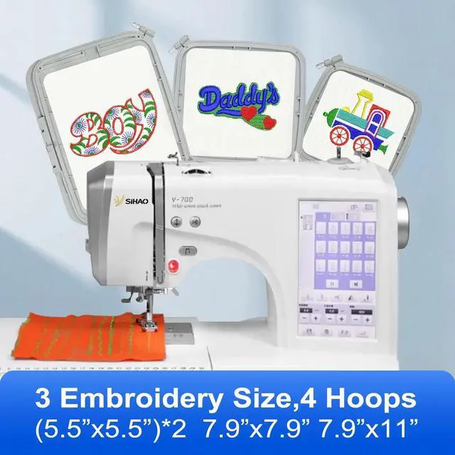 Alt view image 2 of 7 - SIHAO MRS-V700 Embroidery Machine for Beginners, 4" x 9.25" Embroidery Area, 150 Built-in Designs, 10 Font Styles, 7" LCD Touch Screen with Hoops, USB, Stabilizer, Bobbinsetc