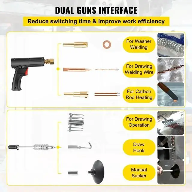 Alt view image 5 of 7 - SIHAO Dent Repair Kit, 1.8KW 110V Spot Welding Machine Dent Puller Machine, Professional Dent Removal Kit for Auto Body Dent Repair(PRO3500)