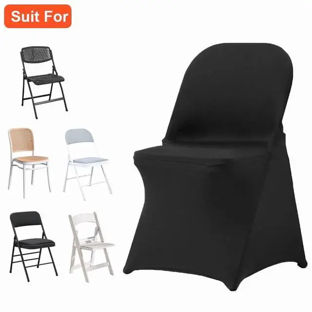 Main image of SIHAO 30PCS Universal Stretch Spandex Chair Covers Folding Chair Protective Slipcovers for Wedding Holiday Banquet Party Celebration Dining (Black)