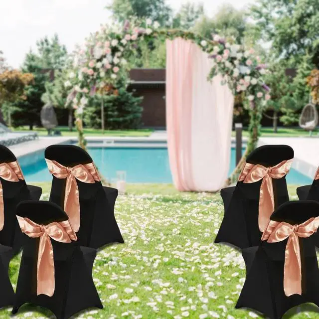 Alt view image 6 of 7 - SIHAO 30PCS Universal Stretch Spandex Chair Covers Folding Chair Protective Slipcovers for Wedding Holiday Banquet Party Celebration Dining (Black)