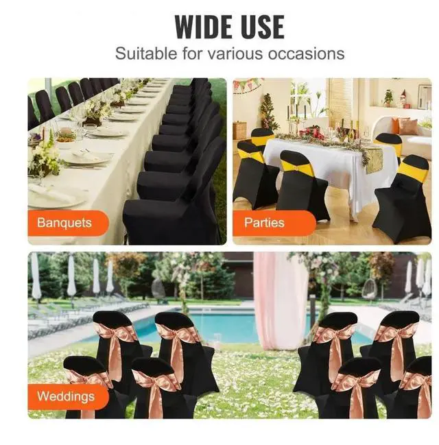Alt view image 5 of 7 - SIHAO 30PCS Universal Stretch Spandex Chair Covers Folding Chair Protective Slipcovers for Wedding Holiday Banquet Party Celebration Dining (Black)