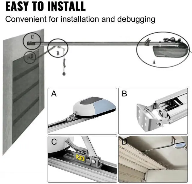 Alt view image 6 of 7 - SIHAO Electric Gate Opener, 800N Pulling Garage Door Opener , Automatic Lifting System, 12/15 Wide Range, Dual Remote Control and Quiet Motor
