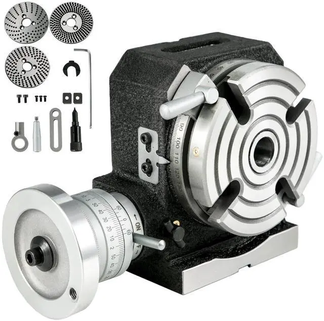 Main image of SIHAO Rotary Table 4"(100mm) Horizontal Vertical Milling Table 4-Slot Milling Rotary Table MT-2 Rotary Table for Milling with Indexing Plate Set for Precision Milling Drilling