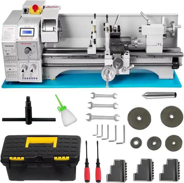 Main image of SIHAO 8.7"x23.6" High-Precision Mini Metal Lathe, 1100W Benchtop Lathe, 0-3000 RPM Mini Lathe Metal 3-Jaw Chuck for Counter Face Turning Drilling