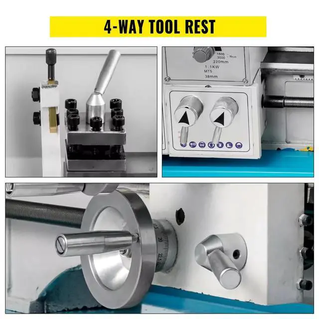 Alt view image 3 of 7 - SIHAO 8.7"x23.6" High-Precision Mini Metal Lathe, 1100W Benchtop Lathe, 0-3000 RPM Mini Lathe Metal 3-Jaw Chuck for Counter Face Turning Drilling