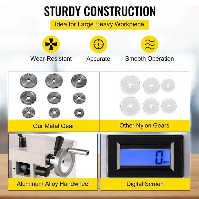 Alt view image 3 of 7 - SIHAO 8"x14" Mini Metal Lathe, 2250 PRM Variable Speed Change, Precision Mini Lathe 650W Metal Working Lathe