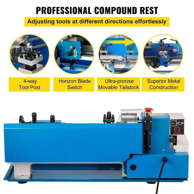 Alt view image 3 of 7 - SIHAO 7"x 14" Precision Metal Lathe Machine, Variable Speed 0-2500 RPM Benchtop Lathe Mini Lathe with 3-Jaw Chuck for Counter Face Turning Drilling