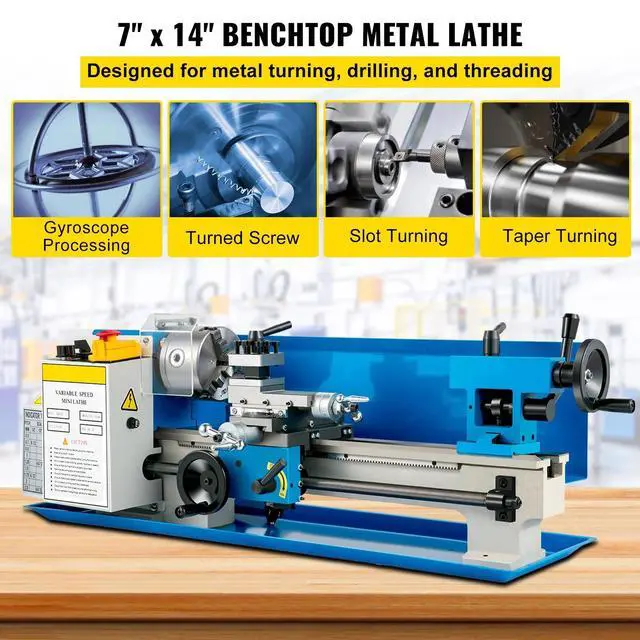 Alt view image 2 of 7 - SIHAO 7"x 14" Precision Metal Lathe Machine, Variable Speed 0-2500 RPM Benchtop Lathe Mini Lathe with 3-Jaw Chuck for Counter Face Turning Drilling