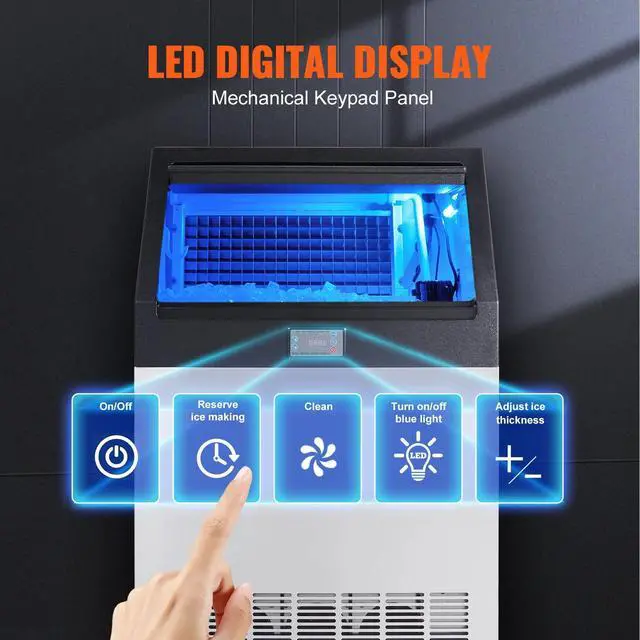 Alt view image 2 of 7 - SIHAO Commercial Ice Maker Machine, 265lbs/24H Stainless Steel Under Counter ice Machine 126 Ice Cubes, Freestanding Ice Maker