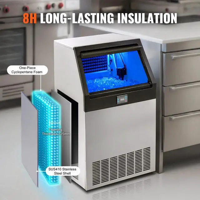 Alt view image 4 of 7 - SIHAO Commercial Ice Maker Machine, 265lbs/24H Stainless Steel Under Counter ice Machine 126 Ice Cubes, Freestanding Ice Maker