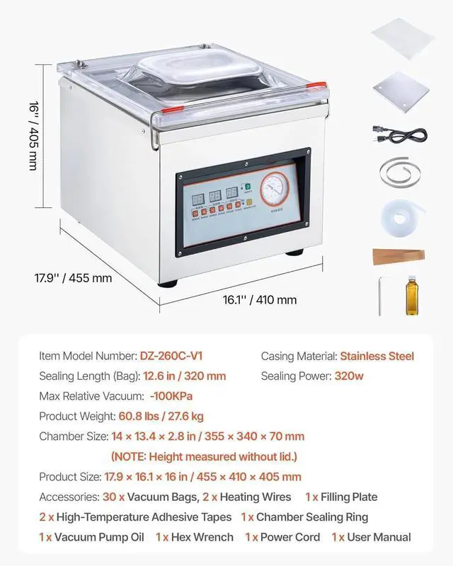 Alt view image 3 of 7 - SIHAO Chamber Vacuum Sealer, Foods Vacuum Packing Machine for Wet Foods, Meats, Marinades and More, 320W Sealing Power, Compact Size with 12.6 in Sealing Length, Applied in Home Kitchen and Commercia
