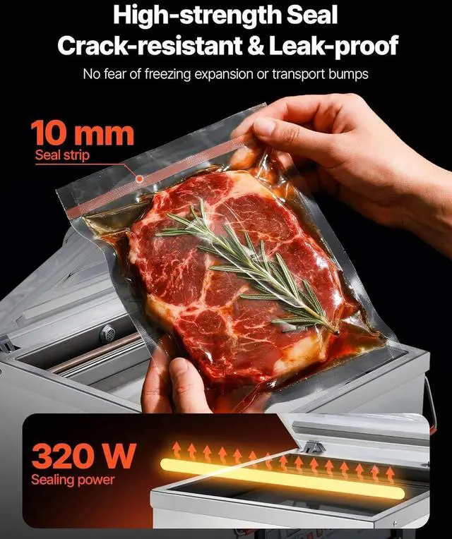 Alt view image 4 of 7 - SIHAO Chamber Vacuum Sealer, Foods Vacuum Packing Machine for Wet Foods, Meats, Marinades and More, 320W Sealing Power, Compact Size with 12.6 in Sealing Length, Applied in Home Kitchen and Commercia