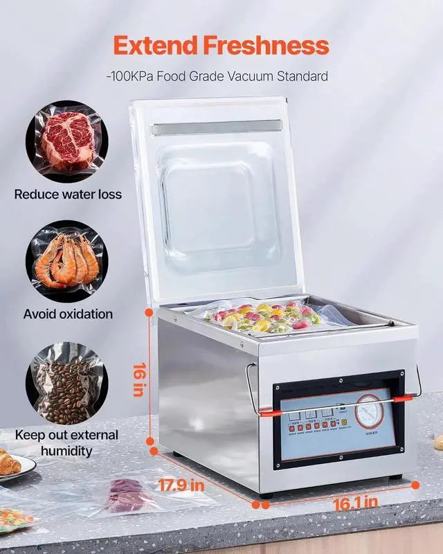 Alt view image 5 of 7 - SIHAO Chamber Vacuum Sealer, Foods Vacuum Packing Machine for Wet Foods, Meats, Marinades and More, 320W Sealing Power, Compact Size with 12.6 in Sealing Length, Applied in Home Kitchen and Commercia